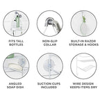 Zenna Home Rust Resistant Hanging Shower Caddy, Over the Shower Head Caddy with 1 Wide Shelf and Built In Soap Dish, Steel Bathroom Hanging Organizer, White (Pack of 6) - size: 1 Shelf and Soap Dish (Pack of 6), style: Wide