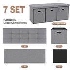43''W Storage Ottoman Bench with 3 Drawers, Folding Ottoman Foot Rest with Storage, baul para habitacion, Entryway Bench, End of Bed Bench, Grey - size: 14.5"D x 43.3"W x 15"H
