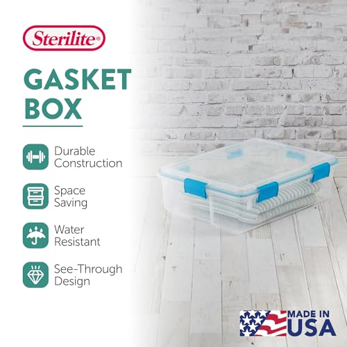 Sterilite 12-Pack Gasket Box, Weather-Resistant Storage Bins with Latching Lids, 37 Quart - Heavy-Duty Organizing Containers for Closet, Bathroom, and Office - size: 37 Quart, style: 12 Pack