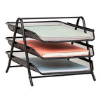 Mind Reader 3-Tier Paper Tray, Desktop Organizer, File Storage, Workspace, Office, Metal Mesh, 11.75"L x 13.75"W x 10"H, Black