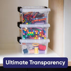 Superio Mini Storage Container Plastic Crayon Box Art Supplies and Sewing Case Stackable Clear Small Organizer for Beads, Stationery, Chalk, and Food, 1.4 Quart - size: 1.4 Quarts