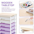 SYKIARIOL Rolling Cart with Drawers,Utility Cart With 8 Drawers and Wooden Tabletop for Living Room,Classroom,Bedroom,Bathroom,Dorm,Office,Purple - color: Purple