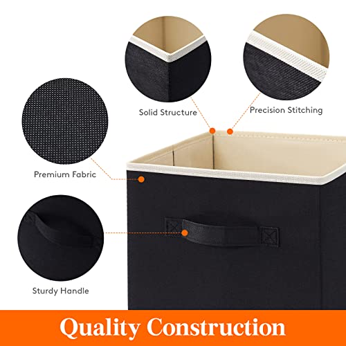 Lifewit Storage Cubes, Foldable Decorative Fabric Storage Baskets for Organizing Home Organizers with Handles for Shelves, Closet, 11 Inch Bins, 18L Black, 6 Packs - color: Black, size: 6pcs-11INCH