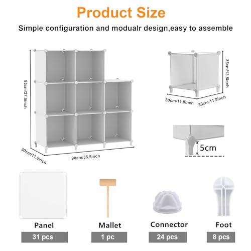 AWTATOS 8 Cube Storage Organizer, Closet Organizer Storage Shelf, Bookcase Bookshelf, DIY Stackable Storage Cubes Shelves for Closet, Bedroom, Home, Office, White - color: White, size: 4x2