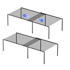 Redrubbit Expandable Metal Rustproof Kitchen Counter and Shelf Rack, 4 Piece Set of 2, Space Saver for Kitchen, Fridge, Bathroom - color: Black