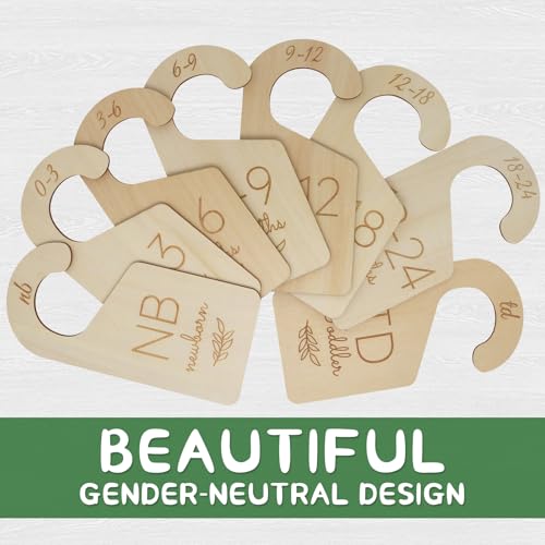 Baby Closet Dividers for Clothes Organizer - Wooden Baby Clothes Size Dividers from Newborn to Toddler, Double-Sided Gender Neutral Baby Clothes Dividers
