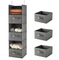 MAX Houser 6 Tier Shelf Hanging Closet Organizer, Closet Hanging Shelf with 2 Sturdy Hooks for Storage, Foldable (Grey-D3) - color: Grey-d3