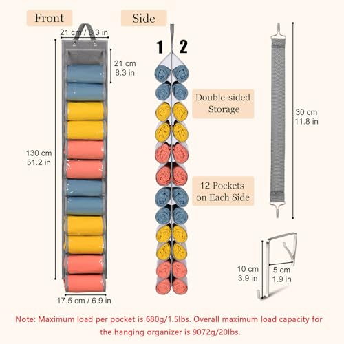 Lirex Hanging Yoga Legging Storage Organizer with 24 Pockets, Foldable Oxford Cloth Hanging Closet Organizer Shirts Jeans Storage Hanger Socks Holder for Family Closet Bedroom, Grey - color: Grey