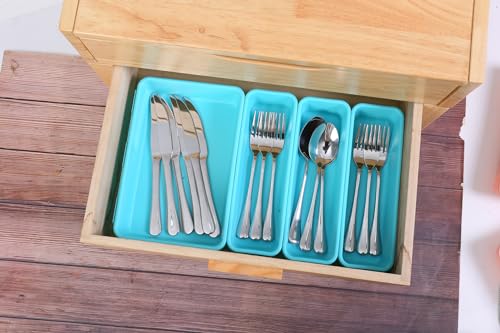 Kutesna 15 PCS Interlocking Desk Drawer Organizer Separator for Office,Bathroom,Kitchen,Makeup（Blue&Green） - color: Blue&Green, size: 15PC