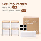 ComSaf 0.7 Qt Glass Food Storage Jars Set of 4, Clear Glass Storage Containers with Lids, Pantry Organization Jar, Spice Jar, Blooming Tea, Coffee and Sugar Container, Small Canister Set for Kitchen - size: 0.7Qt*4