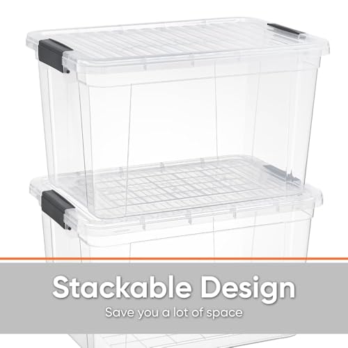 Superio Clear Storage Box with Lid, Plastic Container Bin for Organizing, Stackable Crate, BPA Free, Non Toxic, Odor Free, Organizer for Home, Office, School, and Dorm (14.7 Qt (Deep) - size: 14.25 Qt