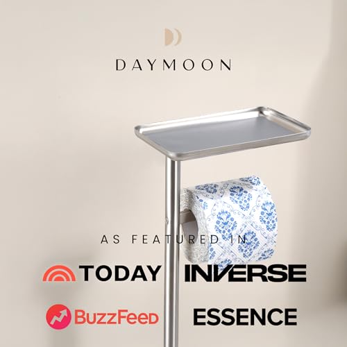 Day Moon™ - Toilet Paper Holder - Modern Roll Holder for Bathroom - 1 Pack - Free Standing - with Shelf, Brushed Nickel - color: Brushed Nickel, size: Free Standing 1 Pack