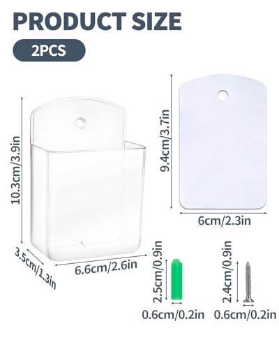 2 PCS Remote Control Holders Wall Mount, Self Adhesive TV Air Conditioner Remote Control Holder, Wall Mount Storage Box Organizer Wall Pen Holder Storage for Home Office School (Clear) - color: Clear, size: 2