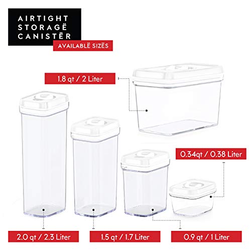 DWËLLZA KITCHEN Airtight Food Storage Containers with White Lids 2L - 4 Pc Clear Plastic Pantry Snacks Kitchen Container, Baking Supplies, 4LB Sugar & Flour Canister BPA-Free - color: 04 - 2 Liters (Set of 4)