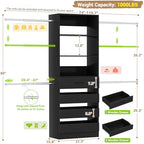 Aheaplus Closet System, 4-9Ft Closet Organizer with 4 Wooden Drawers, Wood Closet Organizer System with Tower, Walk-in Closet Organizer Wardrobe Clothes Rack with 4 Hanging Rods, Garment Rack, Black - color: Black