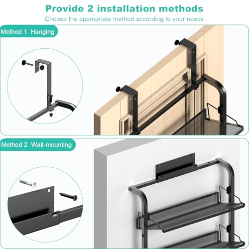 BUKFEN 6 Tier Adjustable Heavy Duty Metal Shoe Rack, Door Hanging and Wall Mount Organizer for Closet, Bedroom, Entryway, Laundry, Apartment, Small Spaces, Space Saving Solution for Busy Homes