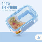 Ello Duraglass 3.4 Cup Meal Prep Sets 10Pc, 5 Pack Set- Glass Food Storage Container with Silicone Boot and Airtight BPA-Free Plastic Lids, Dishwasher, Microwave, and Freezer Safe, Halogen Blue - color: Halogen Blue with Boot, size: 3.4 Cup