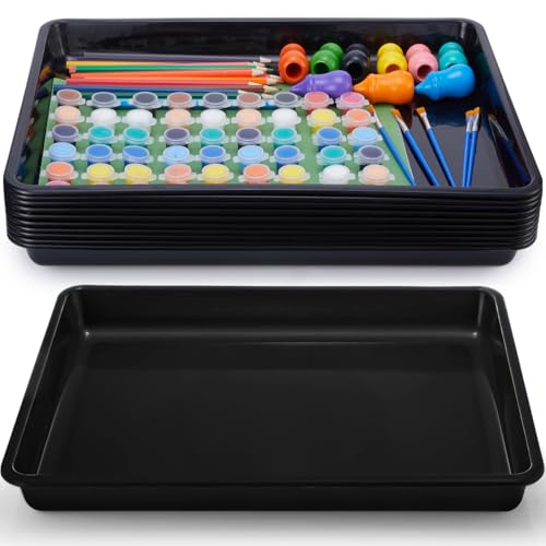 Hoteam 10 Pcs Flat Storage Organizer Tray Bin Paper Tray for Classroom Plastic Stackable File Organizer for School Office Teacher Book Organization(Black,16.14 x 11.81 x 1.38 Inch) - color: Black, size: 16.14 x 11.81 x 1.38 Inch