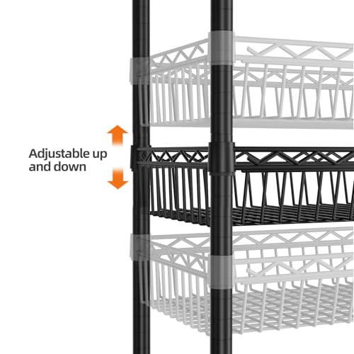 SINGAYE Shelf 6 Tier Wire Shelving Unit Adjustable Storage Shelves Big Basket Rack for Garage Kitchen Office Pantry Laundry Room Organizers13.5 D x 30" W x 65" H Black - color: Black, size: 6-Tier[30"Dx13.5"Wx65"H]