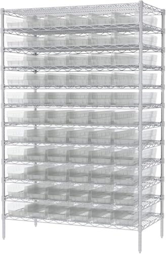 Akro-Mils 30164 Plastic Shelf Bins, Heavy Duty Storage Bins for Garage, Closet, and Drawer Organization, 24-Inch x 6-1/2-Inch x 4-Inch, Clear, 6-Pack - color: Clear