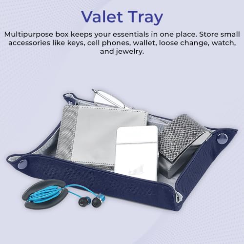 Valet Tray for Men and Women, EDC Catchall Organizer for Jewelry Phone Coins Wallet Keys, Catch All Tray for Bedside Entryway Desk, Dump Station Box, Folds Flat - color: Forest Green