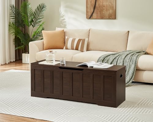 VANKILEY 51.2" Storage Chest Extra Large,Storage Bench with 2 Safety Hinges,Shoe Bench,51.2 * 15.7 * 19.1 inches,Wooden Trunk for Bedroom,livingroom,entryway,Supports 220 lb,Easy Assembly(Espresso). - color: Espresso