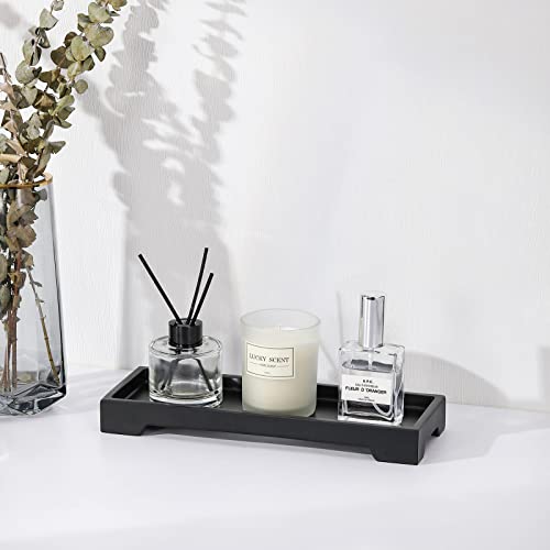 Luxspire Bathroom Vanity Tray, Resin Black Bathroom Tray Toilet Tank Tray, 11.2x4.1 inch Kitchen Sink Trays, Countertop Organizer for Candles Soap Towel Perfume Holder Jewelry Dish, Small, Matte Black - color: C - Black, style: Small