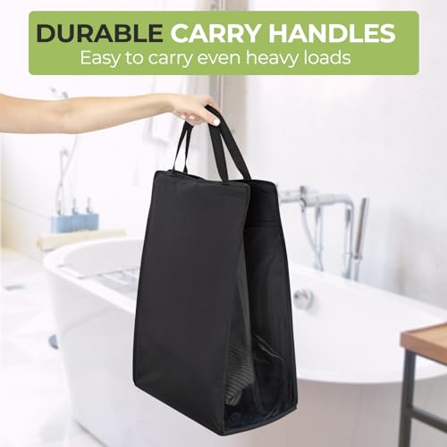 Fentec Hanging Laundry Hamper, Hanging Laundry Basket, Slim Laundry Hamper Bag with Handles, Portable Hanging Closet Hamper, Mesh Heavy Duty Hanging Laundry Bag (Black,1 Pack) - color: Black, size: 1 Pack-One section