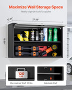 VEVOR Metal Wall Cabinet, 30.31 x 12.01 x 19.69 Inch, Floating Garage Tool Cabinet with Up-Flip Door and Shelf, 240 lbs Load Capacity, Fit for Garage, Basement, Kitchen, Warehouse Assembly Required - style: Upgrade Flip up 20"