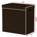 Simple Houseware Double Laundry Hamper with Lid and Removable Laundry Bags, Brown - color: Brown