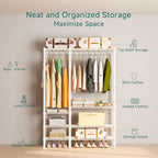 Heavy Duty Garment Rack, Metal Freestanding Closet Wardrobe Clothes Racks for Hanging Clothes, 4 Tiers Adjustable Wire Shelving, 44.9'' L x 16.5'' W x 76.8 '' H, Max Load 850LBS, White - color: White, size: A3: 5 Tiers with 1 Rods,44.9"L x 16.5"W x 76.8"H