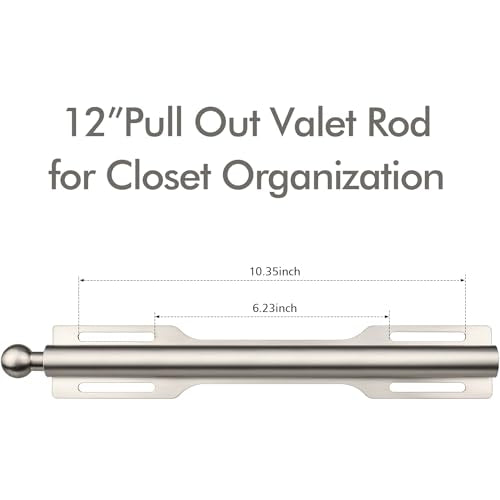 FIRJOY 12" Valet Rod for Closet Pull Out (2 Pack, Brushed Nickel) - color: Brushed Nickel, size: 2 Pack