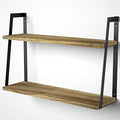 SRIWATANA Floating Wall Shelves, 2-Tier Rustic Wood Shelves for Bedoom, Bathroom, Living Room, Kitchen(Carbonized Black) - color: 1. Carbonized Black
