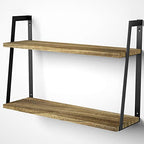 SRIWATANA Floating Wall Shelves, 2-Tier Rustic Wood Shelves for Bedoom, Bathroom, Living Room, Kitchen(Carbonized Black) - color: 1. Carbonized Black