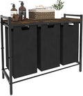 10 x 3 Gal Large Laundry Hamper with 3 Pull-Out & Removable Sorter Bags, Freestanding Clothes Basket Organizer for Clothing or Toys in Bathroom and Living Room, Rustic Brown and Black - size: 3 Section without wheels
