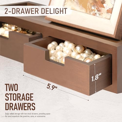 Rebee Vision Key and Mail Holder Wall Mount with 2 Drawer Organizer : Farmhouse Key Holder for Wall with 6 Key Hooks and Shelf - Rustic Home Decor for Apartment Essentials (Vintage Brown) - color: Brown, style: 2-Drawer