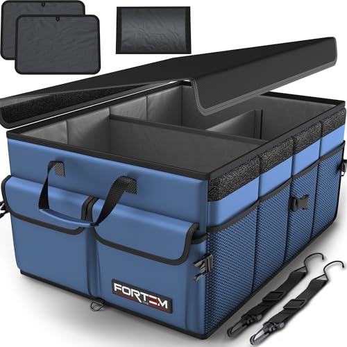FORTEM Trunk Organizer For SUV Car Trunk Organizer, Foldable Storage, Car Accessories for Women Men, Collapsible Bag, Perfect Christmas Gifts, 600D Oxford, Non Slip Bottom, Straps, Soft Cover (65L) - color: Blue, size: Large (65L)