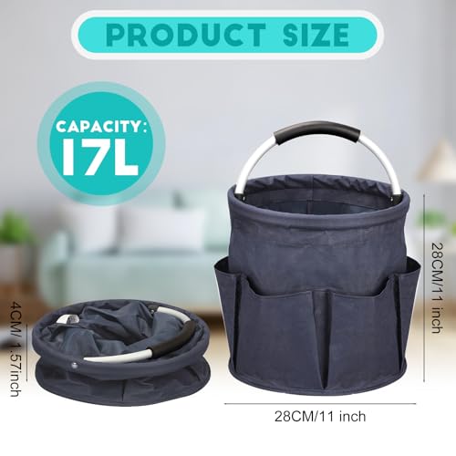 Cleaning Caddy for Cleaning Supplies,17L Cleaning Supply Caddy with Handle Foldable Cleaning Supplies Organizer Bucket Cleaning Products Organizers for Home, Garden(Navy Blue) - color: Navy Blue
