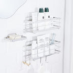 KINCMAX Premium Shower Caddy with Soap Holder, 2-Pack Adhesive Organizer, No Drill Bathroom Shelves, Rustproof Stainless Steel Shelves for Inside Shower, Storage Rack, Silver - color: Polished Silver 02 + Soap Holder