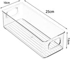 mDesign Plastic Long Stackable Storage Organizer Container, Organization Bin w/Handles for Kitchen, Pantry, Fridge, Freezer, Cabinet, Perfect to Hold Breast Milk - Ligne Collection - 4 Pack, Clear