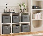 MAX Houser 6 Pack Foldable Fabric Storage Bins with Handles - Ideal for Closet Organization, Bedroom and Nursery (Grey, 10.5"x10.5"x11") - color: 14 dove Grey
