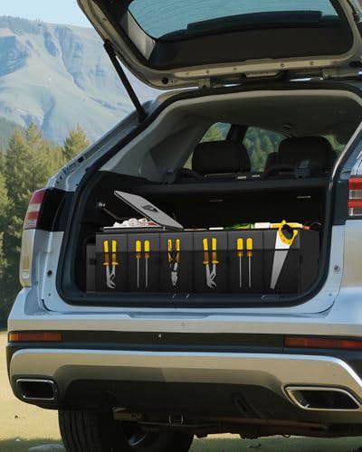 HOTOR Trunk Organizer for Car & SUV, Sturdy Car Organizer with Removable Cooler, Large Foldable Trunk Organizer with Cooler, 3 Compartments, Adjustable Straps, Black, 35.43”×14.17“×10.63” - color: Black, size: X-Large