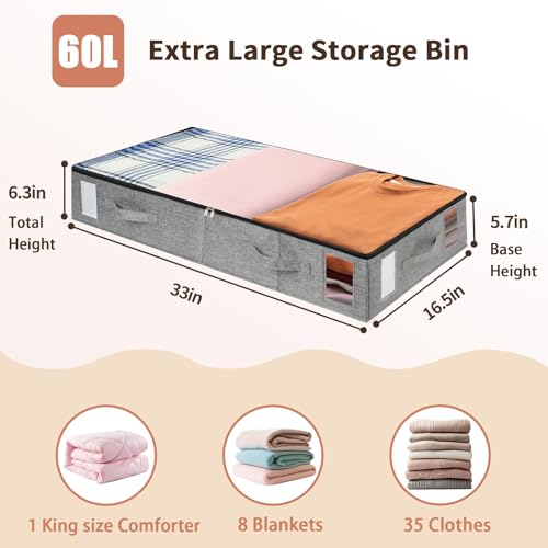 combocube 2 Pack Under Bed Storage Containers, Stackable Closet Organizers and Storage Bins with Sturdy Support, Foldable Underbed Clothes Storage Box for Blanket, Comforter, Sweater, Pillows, Shoes - color: 2 Pack, size: 6.3"