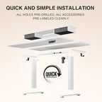 Veken 47.2"×27.6" Home Office Standing Desk with Monitor Riser, Adjustable Computer Desk with Drawers, Ergonomic Desk for Work, Study, Gaming, Crafting, White - color: White