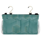 Bedside Caddy Hanging Bunk Bed Caddy Bed Organizer Hanging Pocket with 2 Hooks Bedside Storage Organizer Pocket Bag Holder Geometric Green - color: Geometric Green
