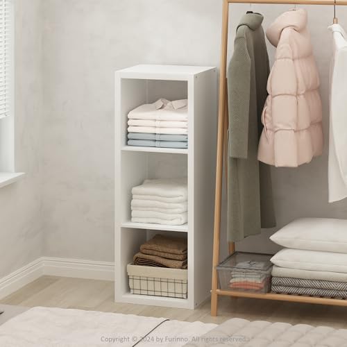 Furinno Cubic Closet Organizers and Storage, 3-Cube Closet Organizer, Open Shelf Closet Storage, Extra Thick Frame for Wardrobe, Bedroom, Living Room, White - color: White, size: 3-Cube