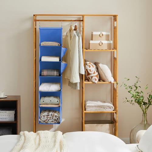 YOUDENOVA Hanging Closet Organizer, 6-Shelf Closet Hanging Storage Shelves, Blue - color: Blue