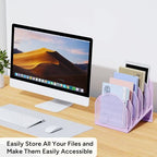 5-Section Desk File Organizer, Metal Mesh Folder Organizer for Documents, Mail & Office Papers (Purple) - color: Purple