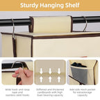Hanging Closet Organizer 6-Shelf, Upgrade Hanging Shelves for Closet with 5 Removable Drawers & Side Pockets, Hanging Shelf Organizer for Bedroom or Garment Rack, 12.6'' x 12.6'' x 44.1'', Beige