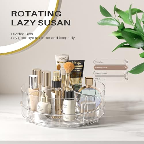 Lazy Susan Organizer, 9 inch Rotating Storage Organizer with 4 Removable-Bins,Turntable Organizer for Fridge, Kitchen, Vanity, Cabinet - size: 1 Pack - 4 Bins 9in